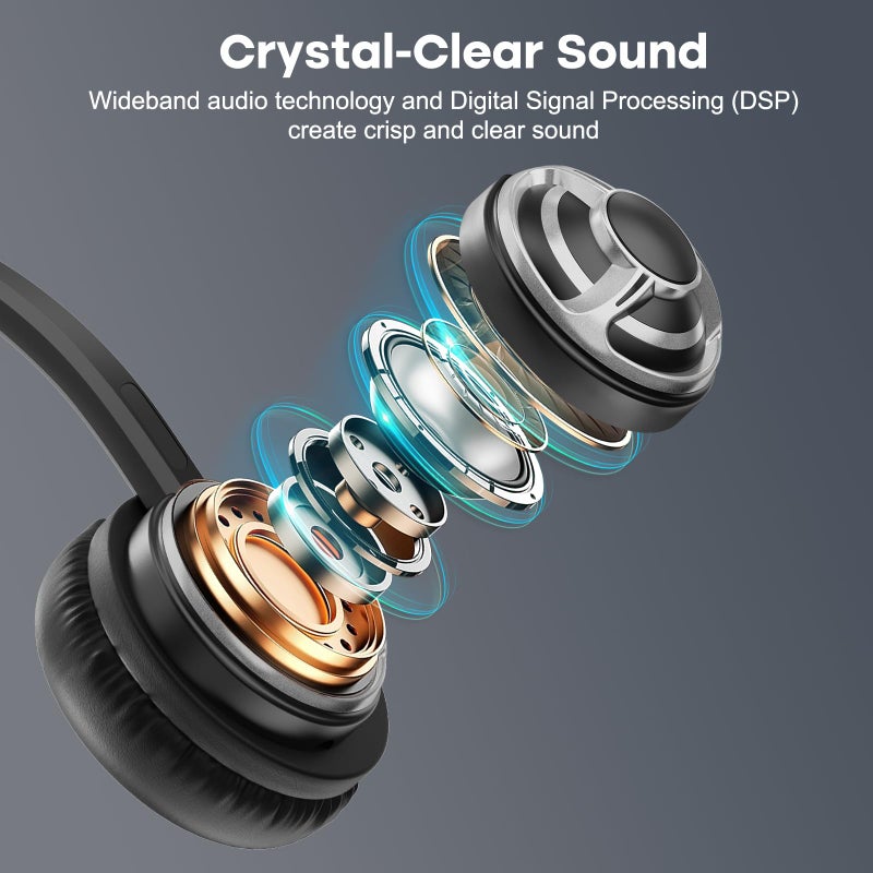 MKJ USB Office Headset with Microphone Noise Canceling - Computer Headphones for Call Center & Business, Work with PC, Laptop, Zoom Meetings, Ms Teams, Webex, Webinar, UC Platforms, Virtual Learning - Image 5